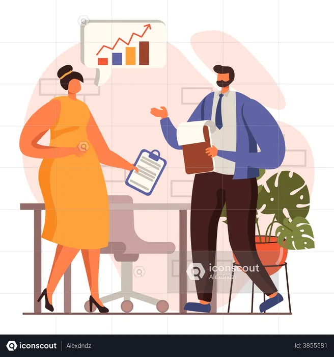 Team discussing on business growth  Illustration