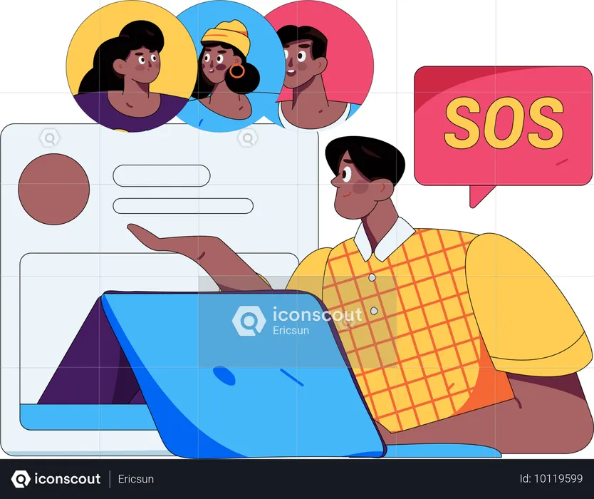 Team discussing on sos message  Illustration