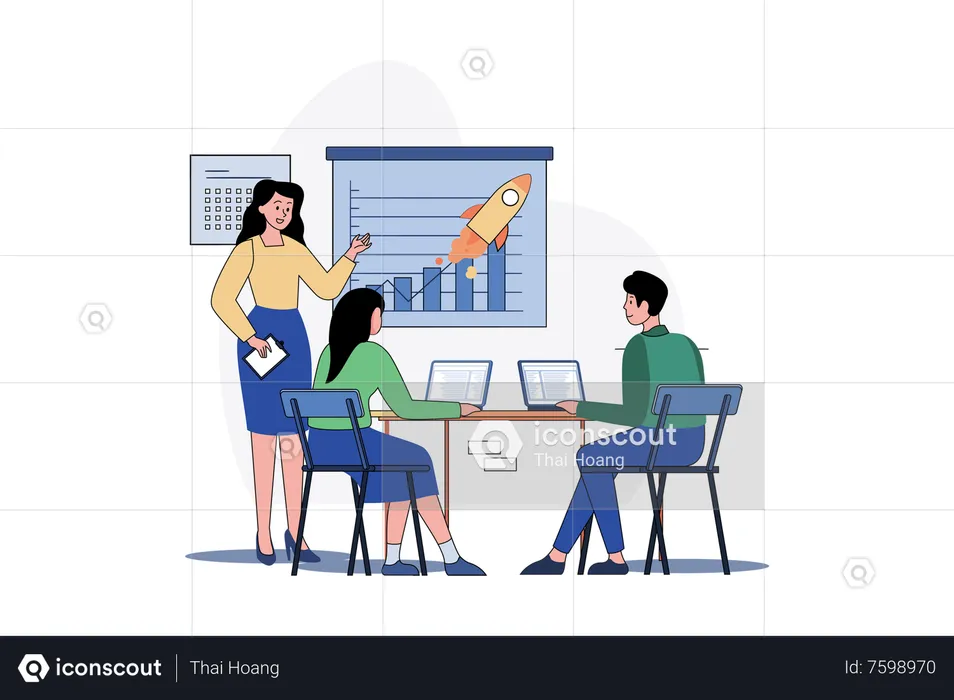 Team Discussion About Business Growth  Illustration