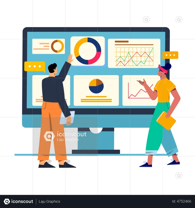 Team Discussion On Data Analysis  Illustration