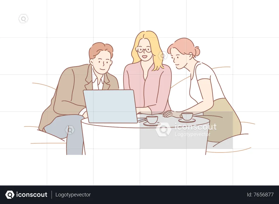 Team doing discussion  Illustration