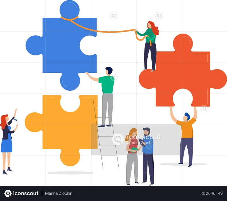 Team finding problem solution  Illustration