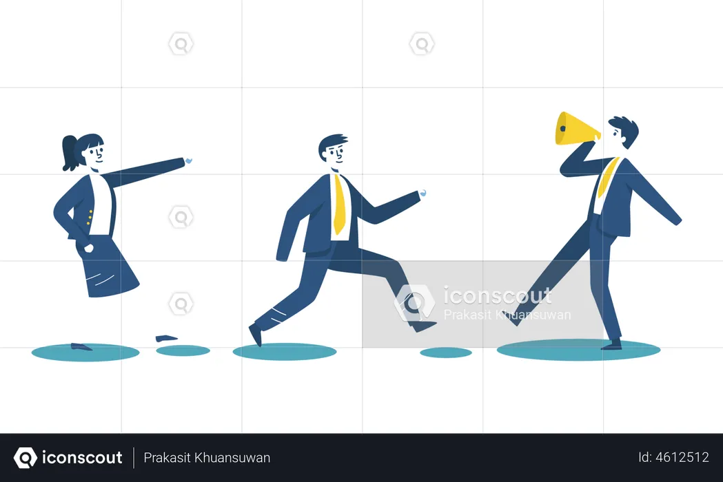 Team following business leader  Illustration