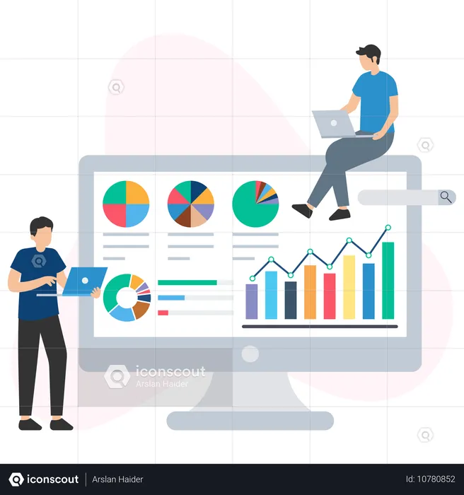 Team führt Datenüberwachungsanalyse durch  Illustration