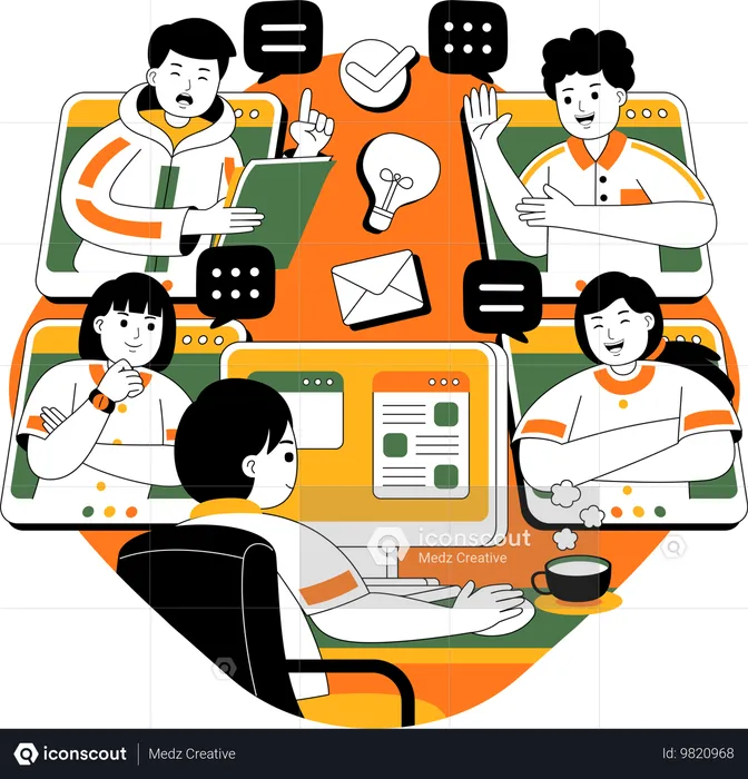 Team bei Online-Meeting  Illustration