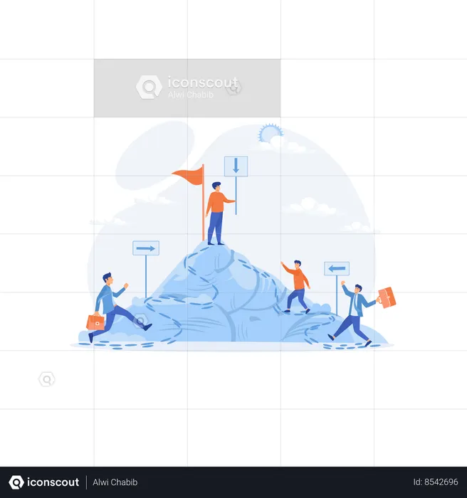 Team Leader Show Way  Illustration