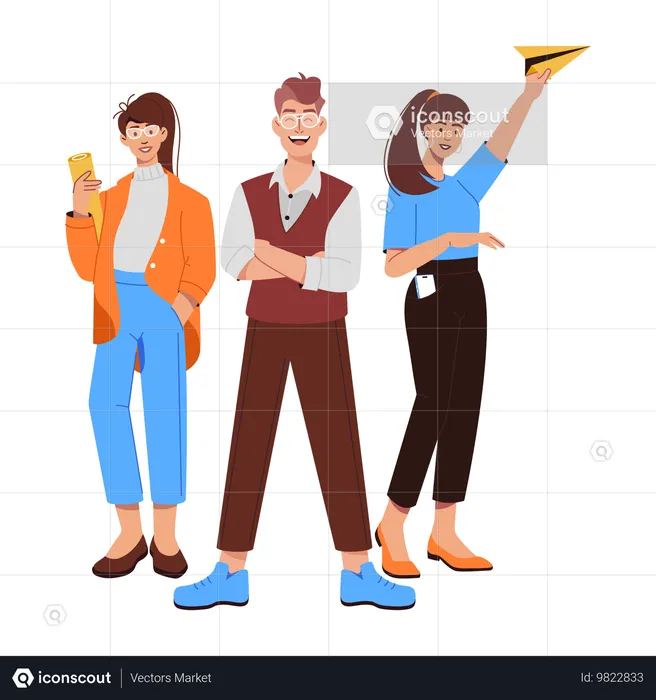 Team members standing together  Illustration