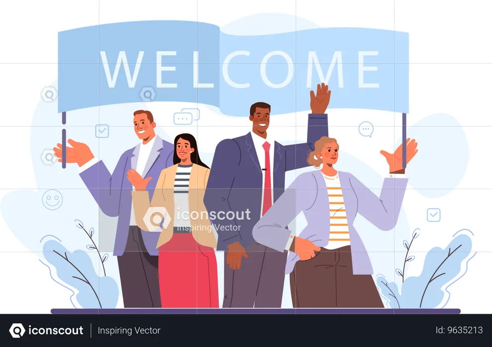 Team members welcome new candidate in their team  Illustration
