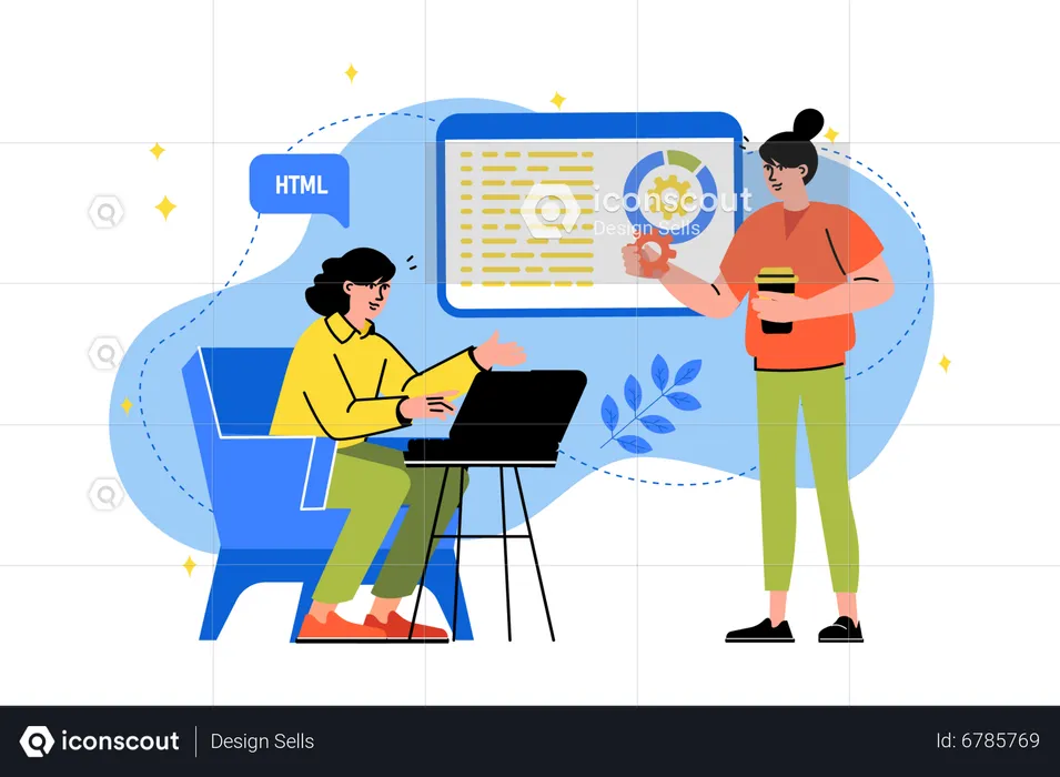 Team of developers working at office  Illustration