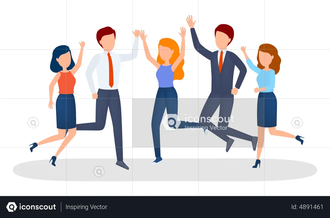 Team of employee celebrate success  Illustration