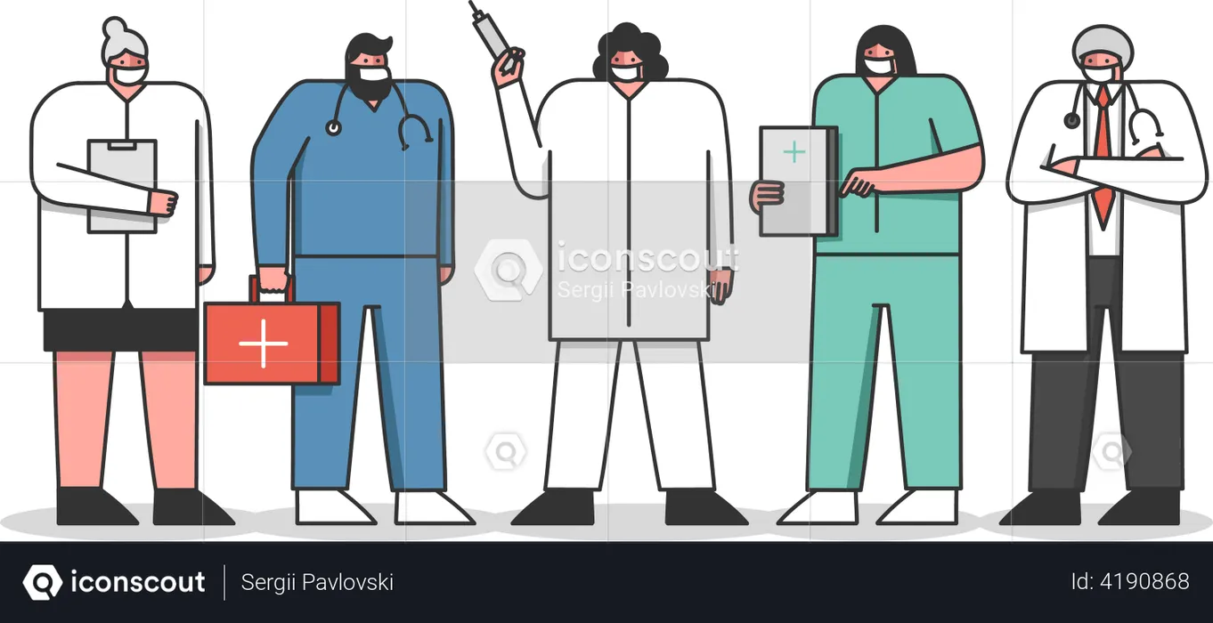 Team of professional healthcare staff  Illustration