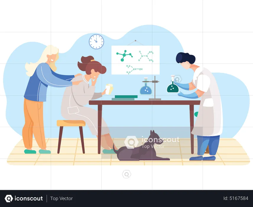 Team of scientist working endless on experiment  Illustration