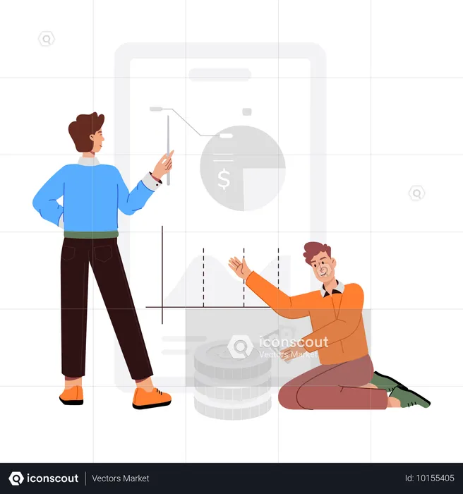 Team presents Financial Analysis in meeting  Illustration