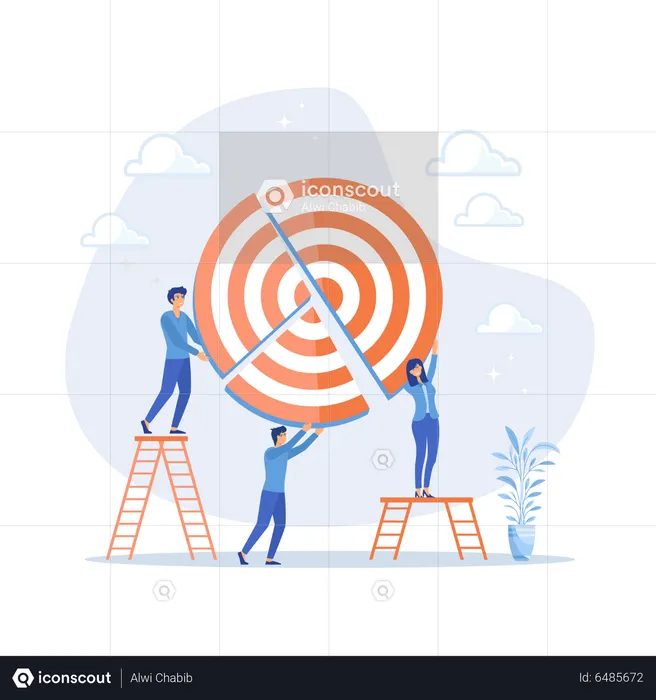 Team target to success together  Illustration
