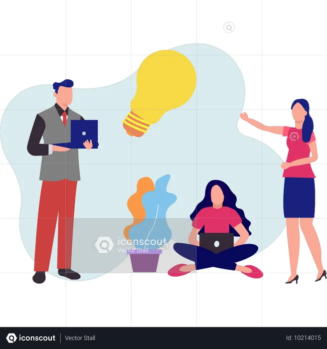 Team thinking about business ideas  Illustration