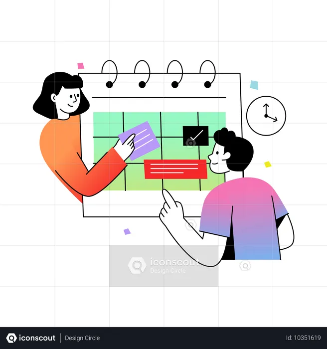 Team using Collaborative Calendar  Illustration