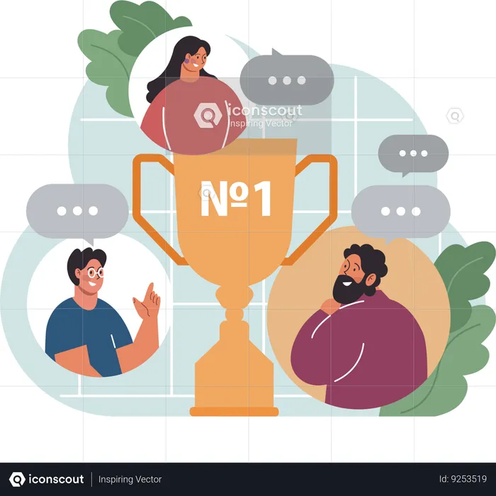 Team winning trophy  Illustration