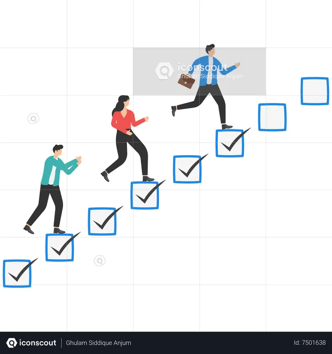 Team with project progress  Illustration