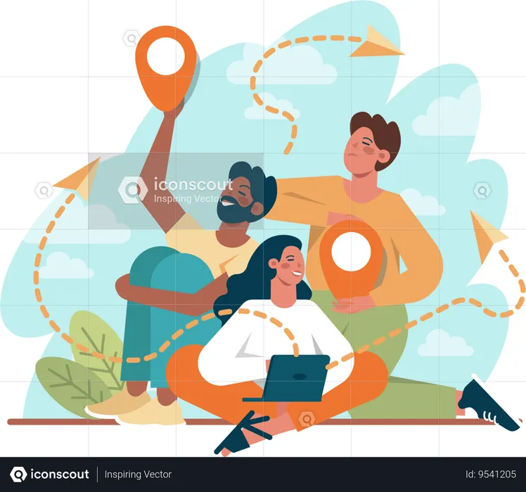 Team working different way  Illustration