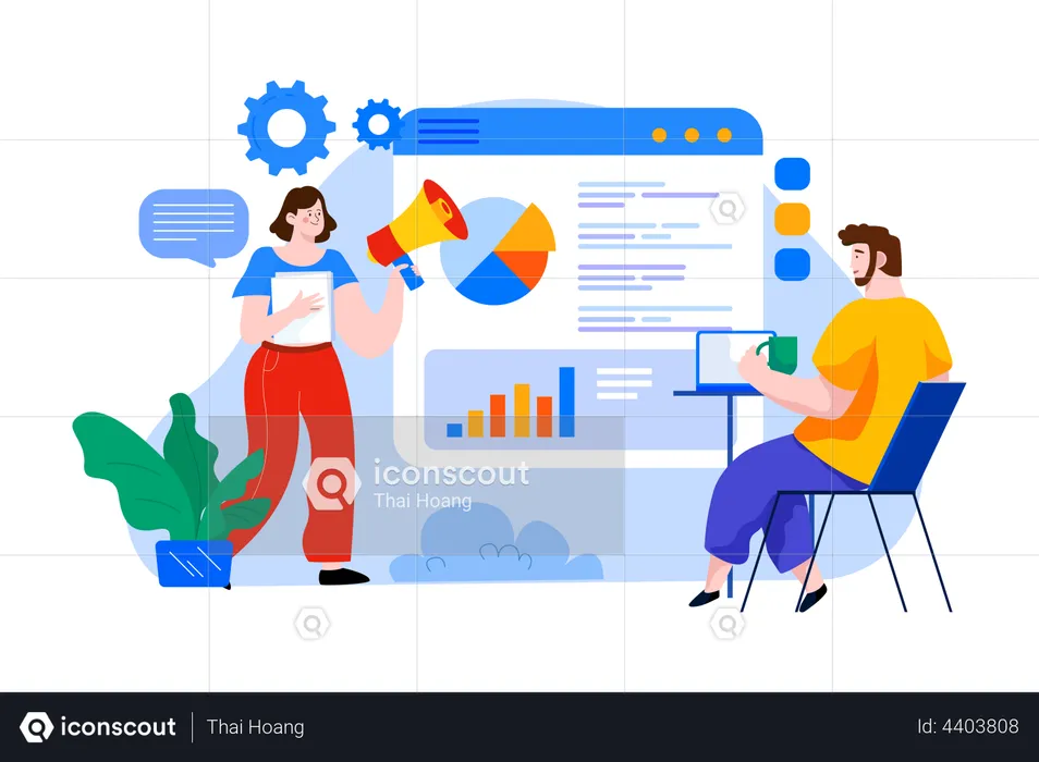 Team working for digital marketing analysis  Illustration