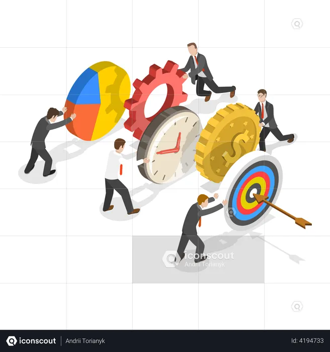 Team working for target achievement  Illustration