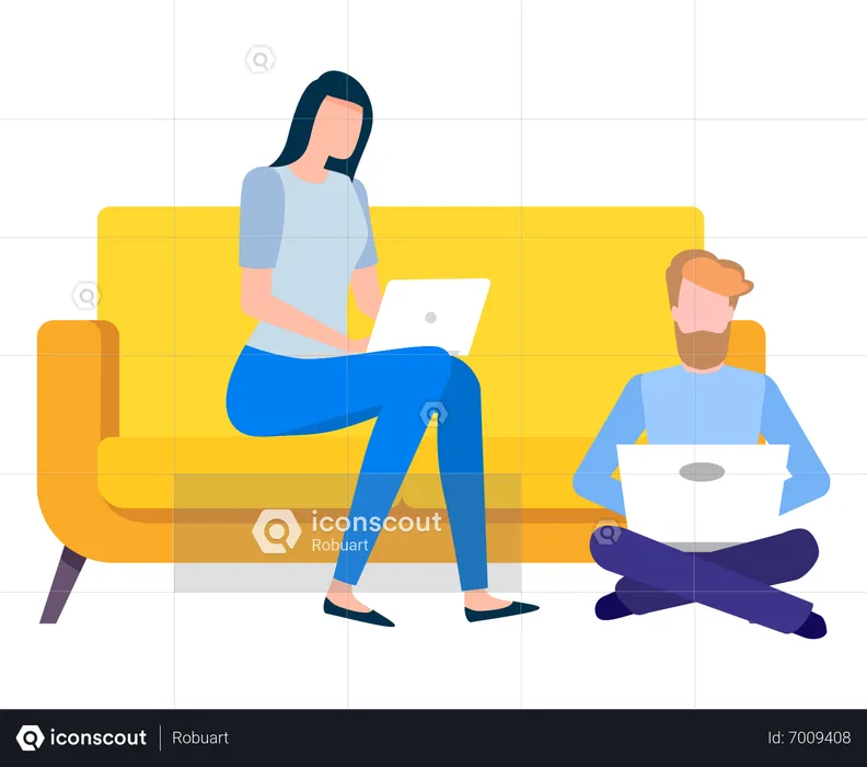 Team working from home  Illustration