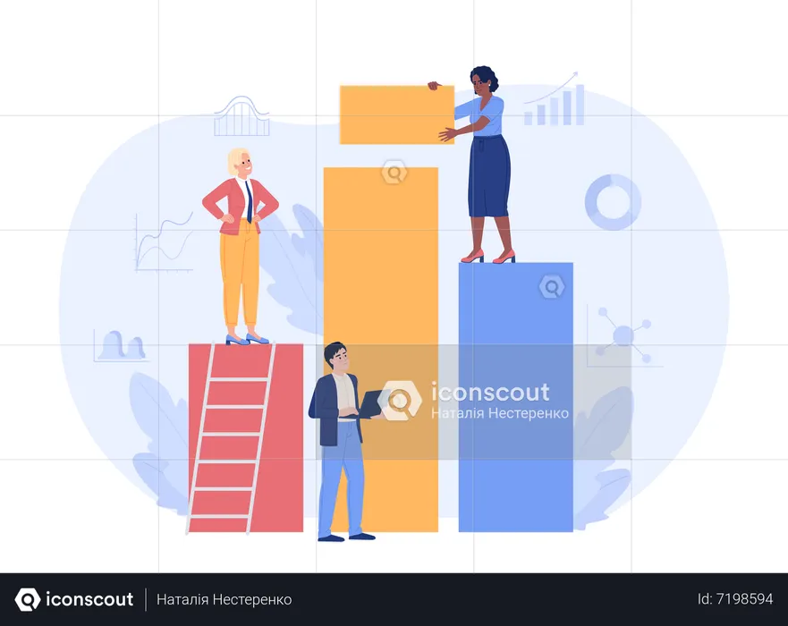 Team working on analysis chart  Illustration