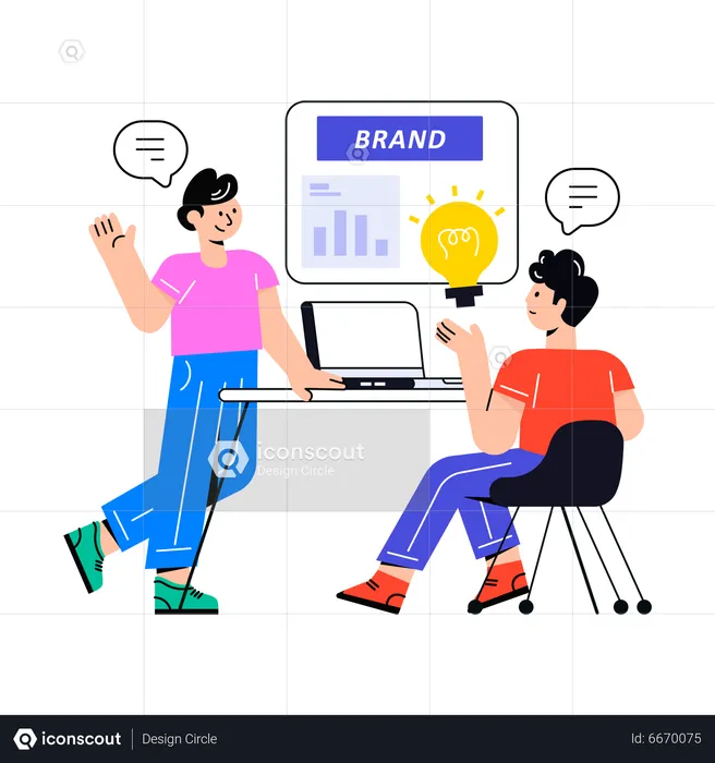 Team working on brand building  Illustration