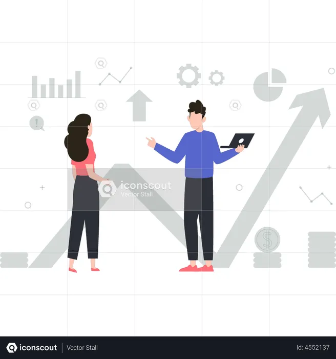 Team working on business analysis  Illustration
