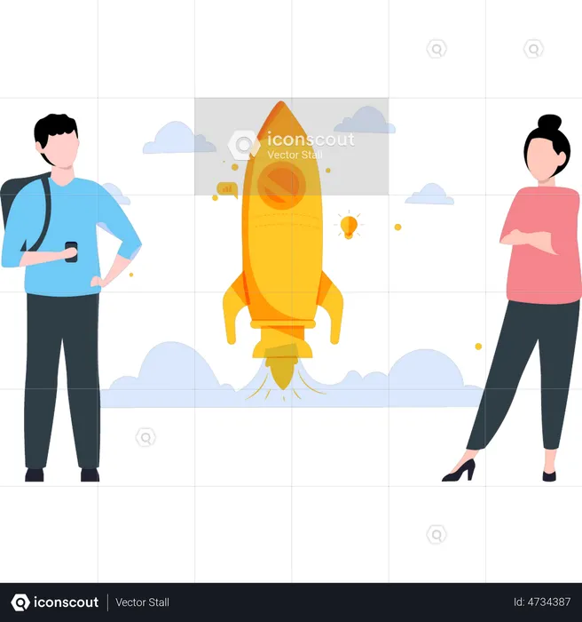 Team working on business launch  Illustration