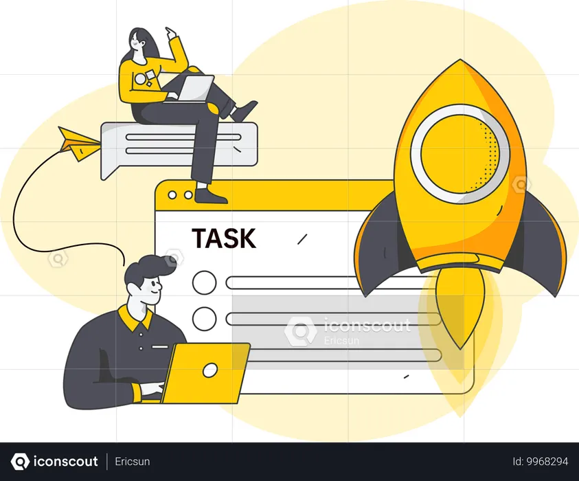 Team working on business startup  Illustration