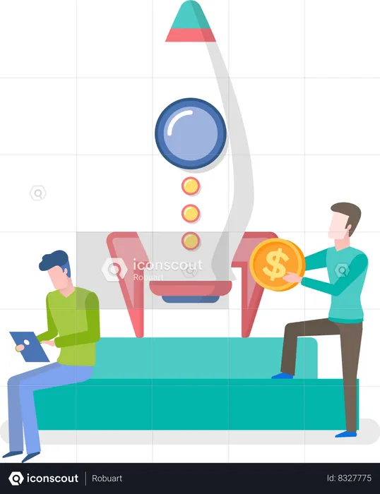 Team working on business startup  Illustration