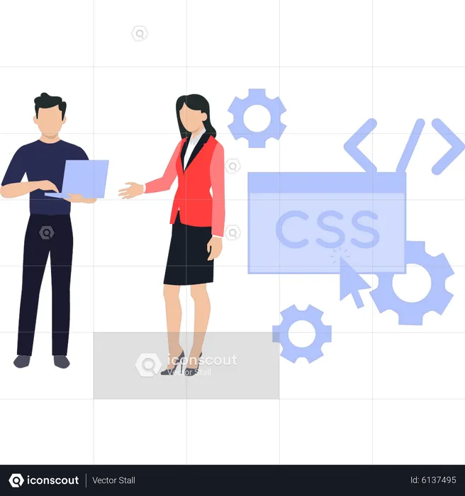 Team working on CSS coding  Illustration