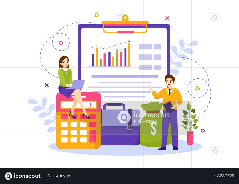 Team working on data analytics  Illustration