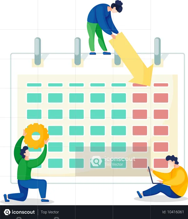 Team working on schedule management  Illustration