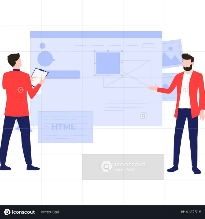 Team working on the website  Illustration
