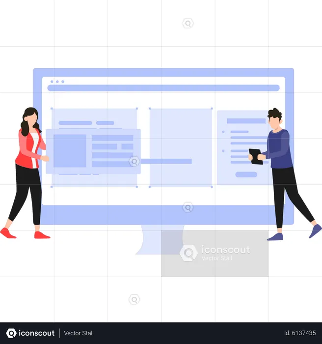 Team working on website  Illustration