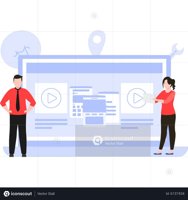 Team working on website  Illustration