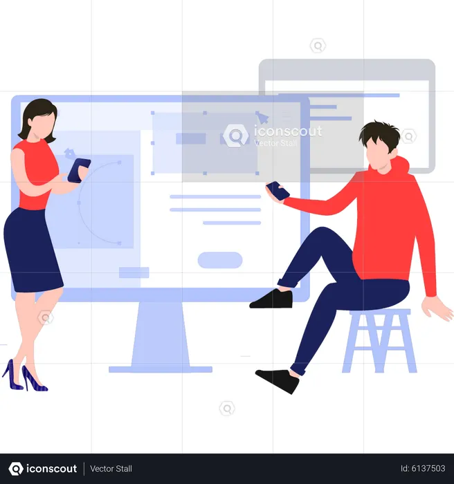 Team working to create website  Illustration