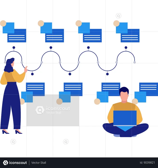 Team works on info graphical data  Illustration