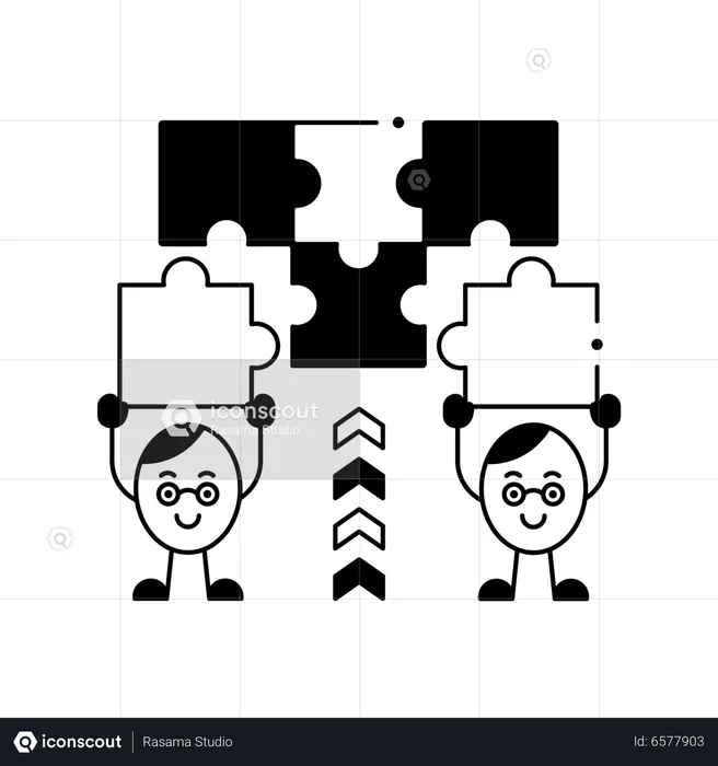Teamkoordination zur Lösung von Rätseln  Illustration