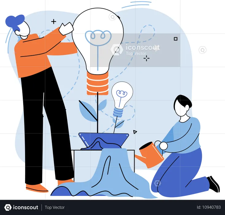 Teamwork help get solution to solve problem in implementation of new idea  Illustration