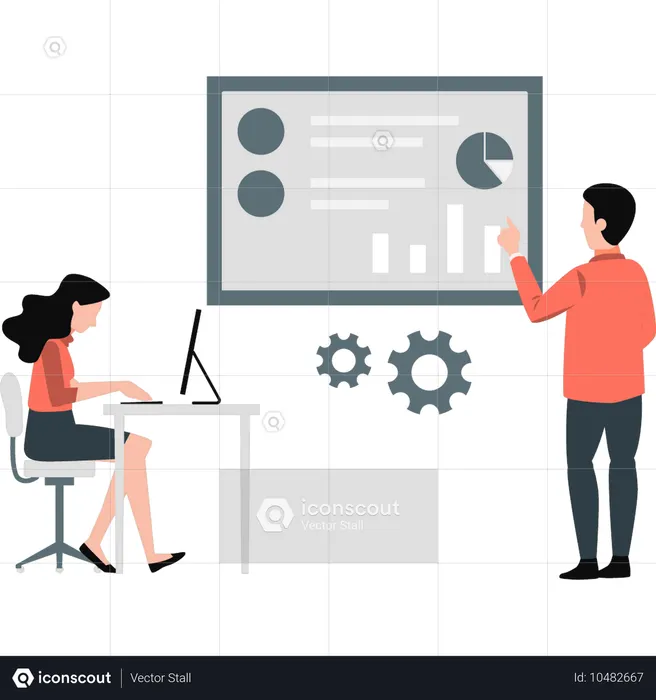 Teamwork in office space  Illustration