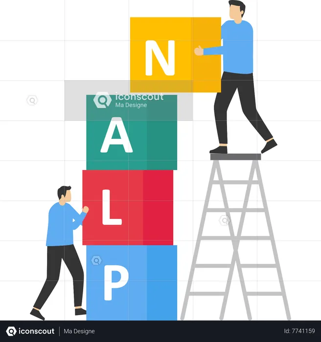 Teamwork in team to make plan  Illustration