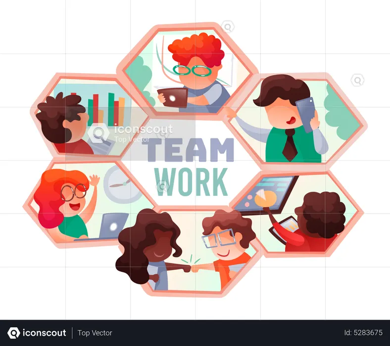 Teamwork process  Illustration