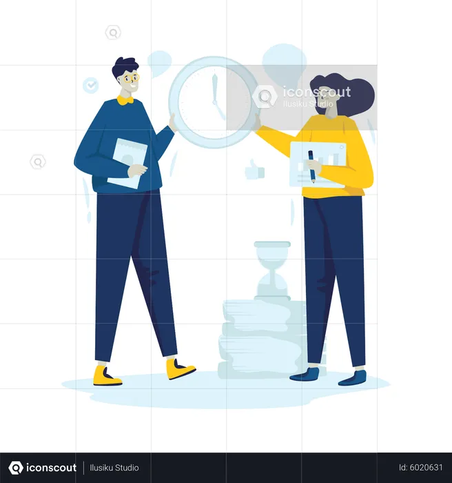 Teamwork time management  Illustration