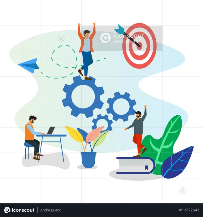 Teamwork to achieve targets  Illustration