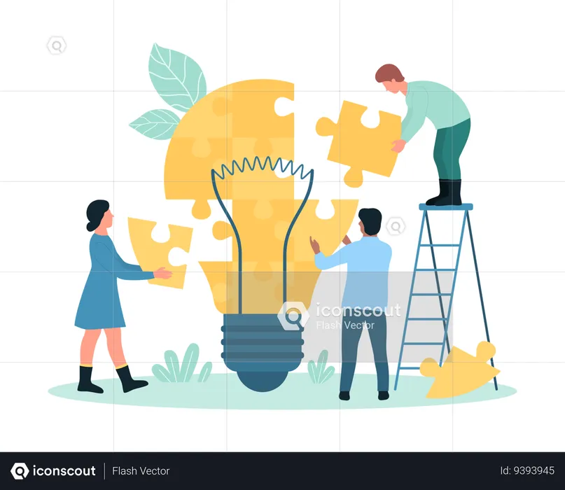 Teamwork to develop creative idea  Illustration