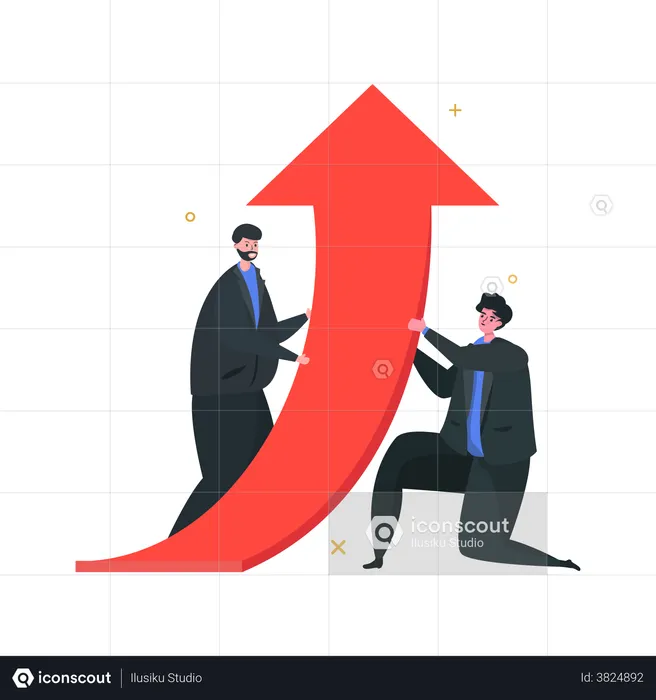 Teamwork working for business growth  Illustration