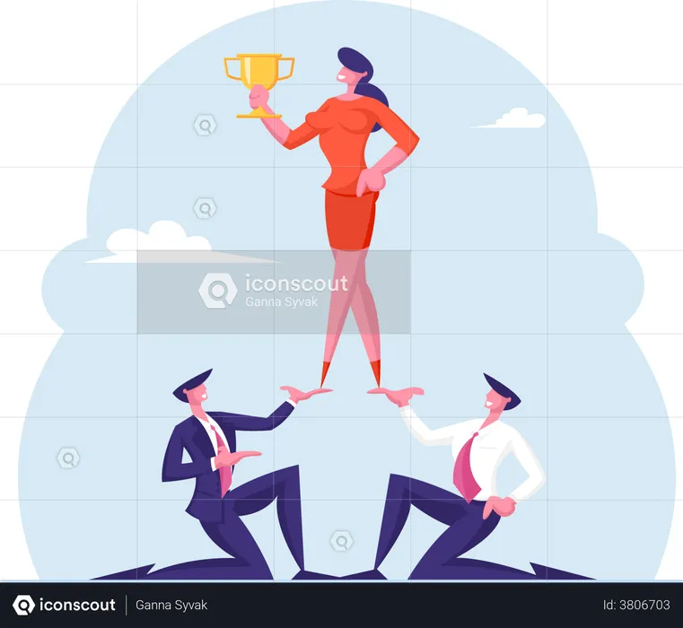 Teamworking and goal achievement  Illustration